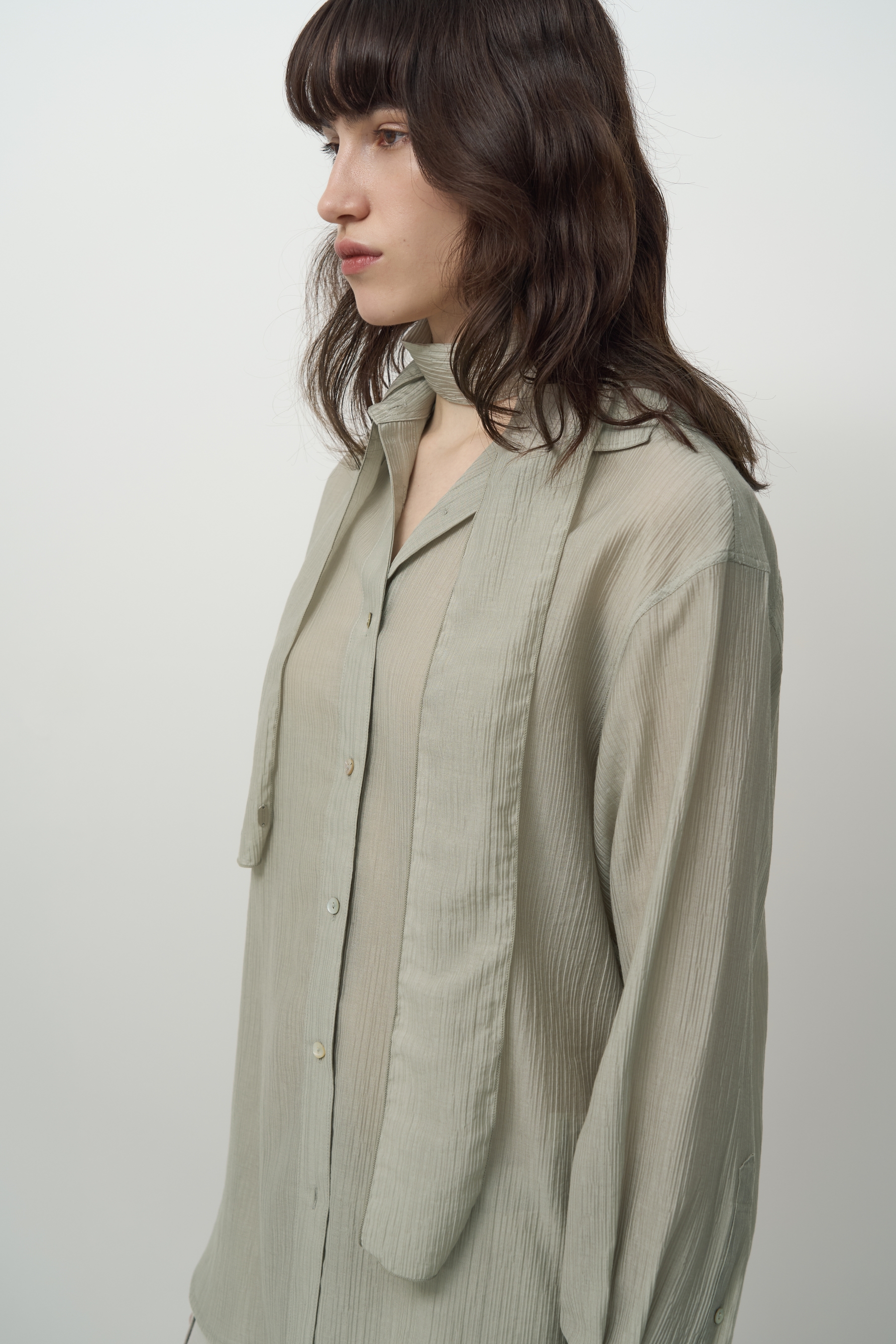 러프사이드 화이트라벨(ROUGH SIDE WHITE LABEL) Wrinkle Shirt Sage - 사이즈 & 후기 | 무신사
